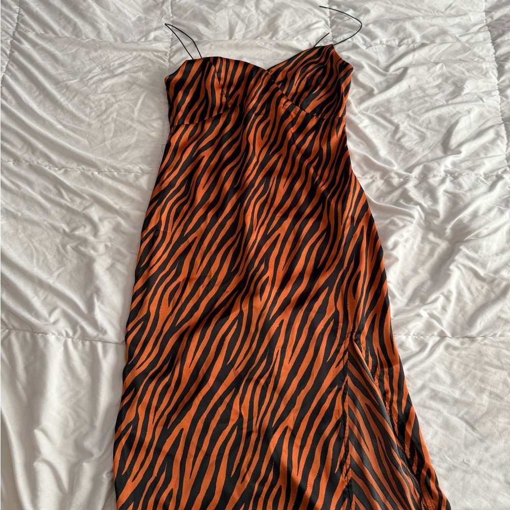 Elegant Zebra Print Slip Dress